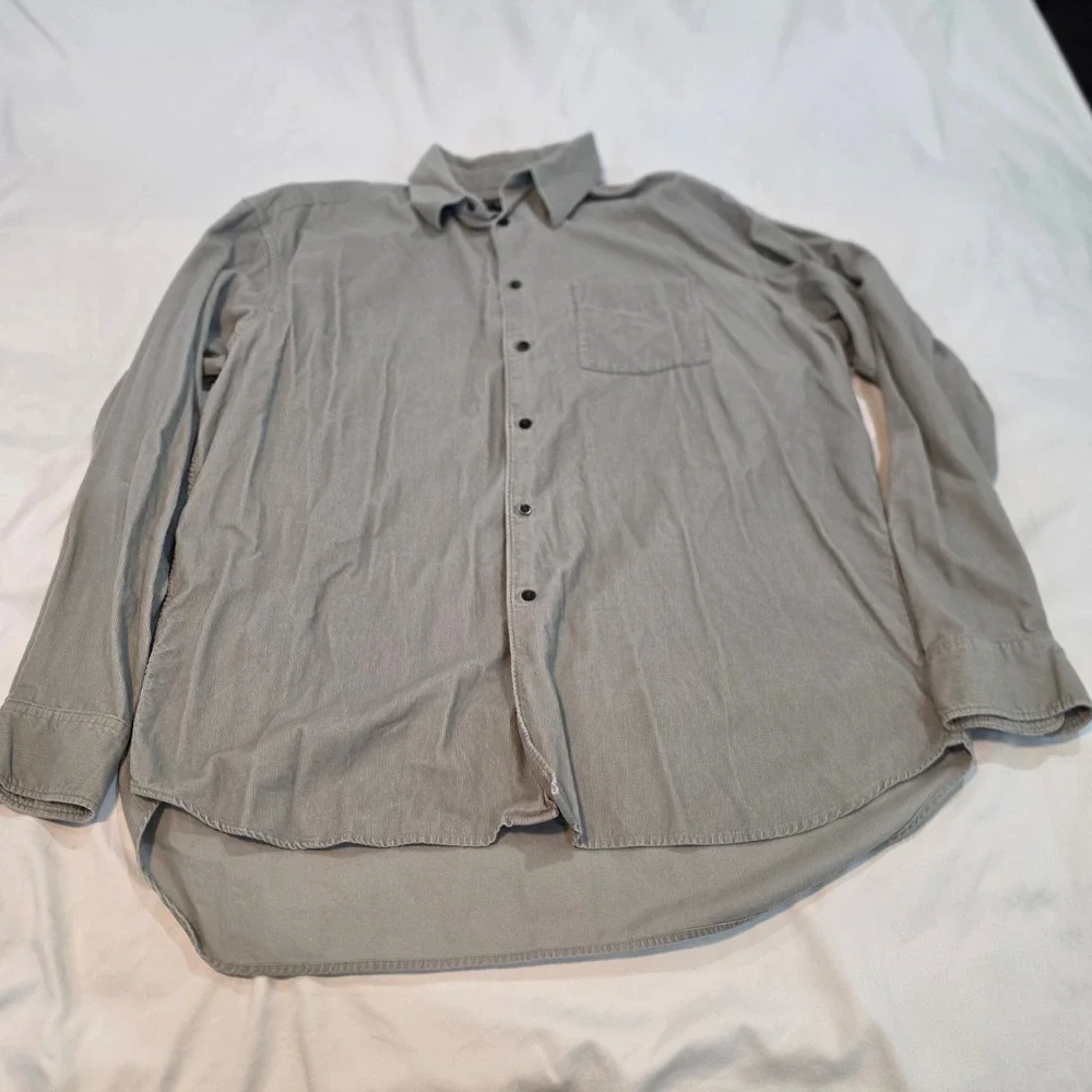Banana Republic Corduroy Shirt Mens XL Sage Green Excellent Fine Wale Cotton